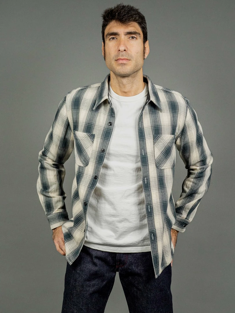 The Flat Head Ombré Flannel Shirt Ivory 3 The Flat Head Ombré Flannel Shirt Ivory