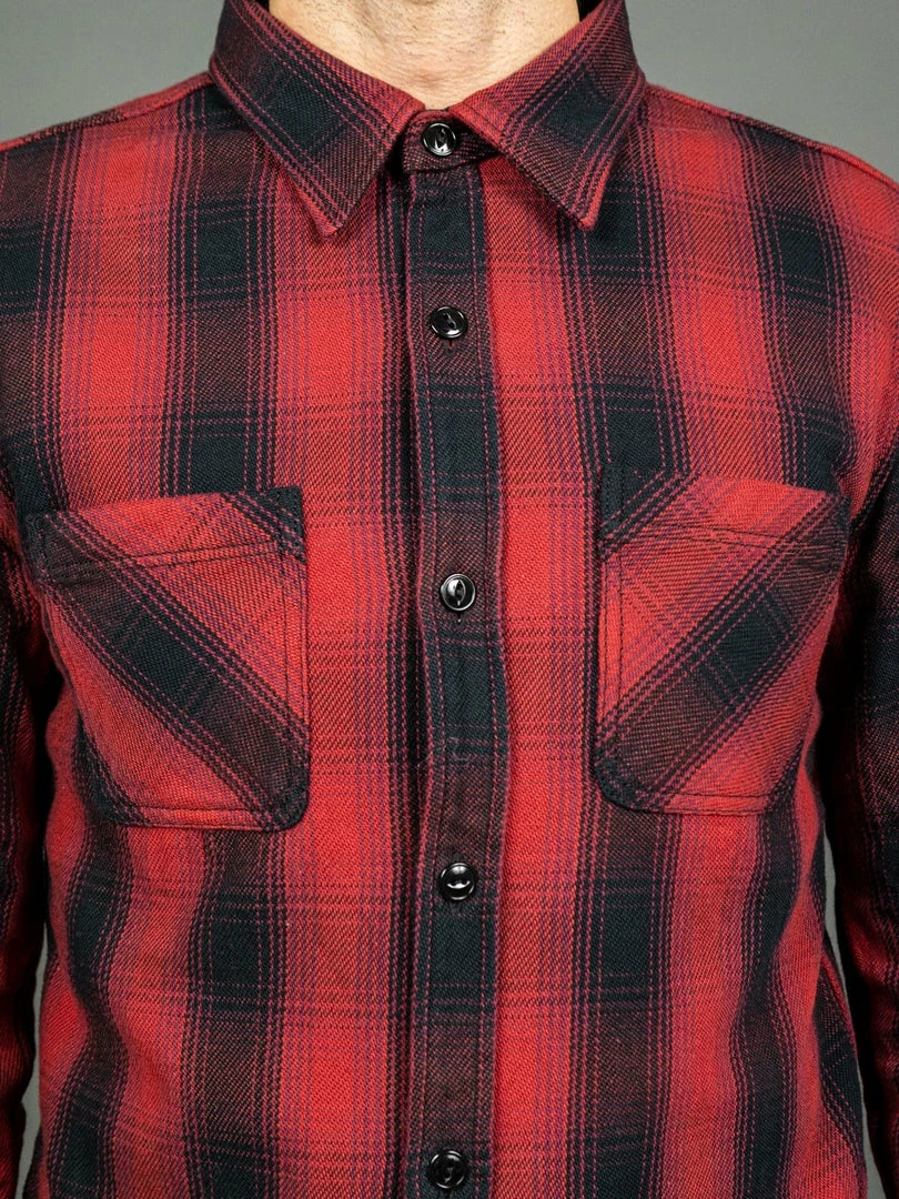 The Flat Head Ombré Flannel Shirt Red 7 The Flat Head Ombré Flannel Shirt Red