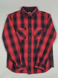 The Flat Head Ombré Flannel Shirt Red 40 The Flat Head Ombré Flannel Shirt Red