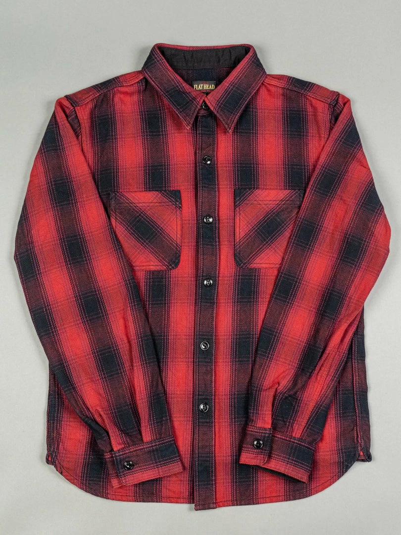 The Flat Head Ombré Flannel Shirt Red 10 The Flat Head Ombré Flannel Shirt Red