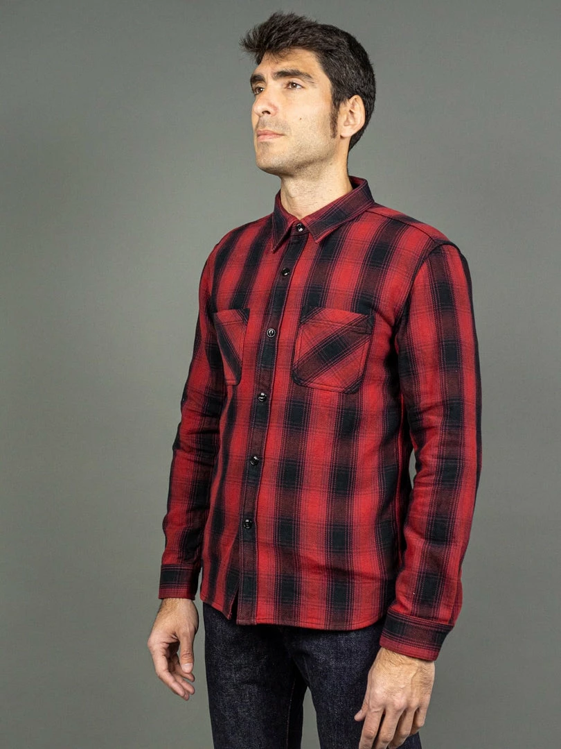 The Flat Head Ombré Flannel Shirt Red 5 The Flat Head Ombré Flannel Shirt Red