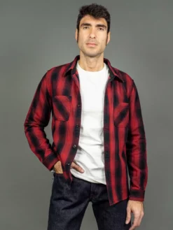 The Flat Head Ombré Flannel Shirt Red 36 The Flat Head Ombré Flannel Shirt Red