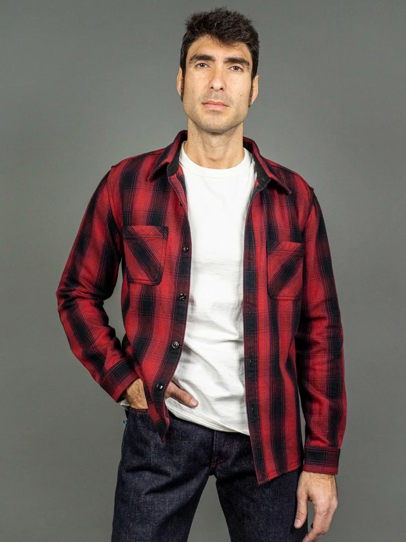 The Flat Head Ombré Flannel Shirt Red 6 The Flat Head Ombré Flannel Shirt Red