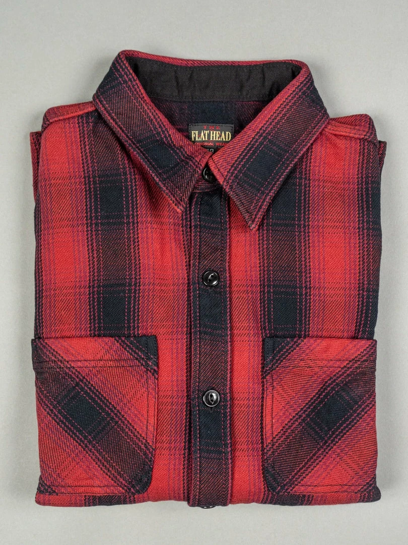 The Flat Head Ombré Flannel Shirt Red 12 The Flat Head Ombré Flannel Shirt Red