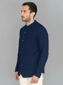 UES Indigo Band Collar Shirt