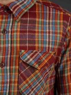 UES Heavy Flannel Shirt Red/Orange