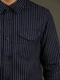 UES Indigo Stripe Heavy Flannel Shirt