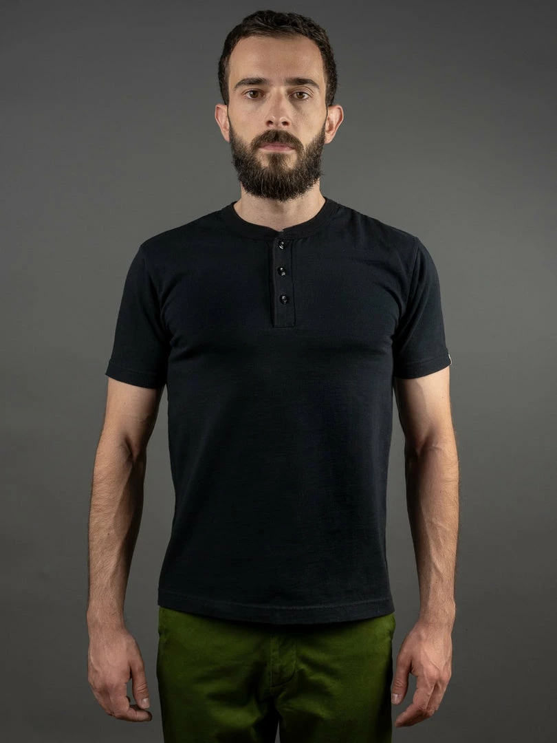 UES Ramayana Henley Neck T-Shirt Black 3 UES Ramayana Henley Neck T-Shirt Black